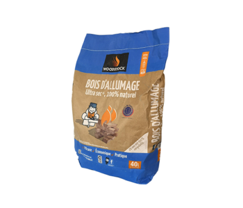 Bois d’allumage Woodstock extra sec – sac 40 L